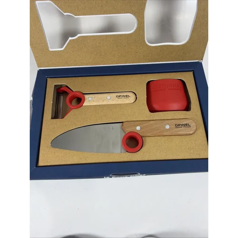 Opinel Le Petit Chef Trio Peeler, 4” Kitchen Knife, & Finger Guard - Open Box